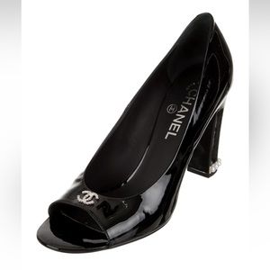 CHANEL Patent Leather Pearl Pumps
